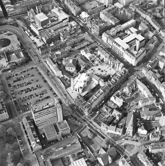 Oblique aerial view of Edinburgh centred on the Central Mosque, taken from the SSW.