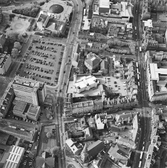 Oblique aerial view of Edinburgh centred on the Central Mosque, taken from the SSE.