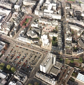 Oblique aerial view of Edinburgh centred on the Central Mosque, taken from the SW.