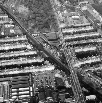 Edinburgh, Slateford Road, Caledonian Brewery.
Oblique aerial view.