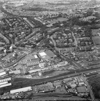 General aerial view of Roseburn, including Roseburn Terrace, Heriot Brewery