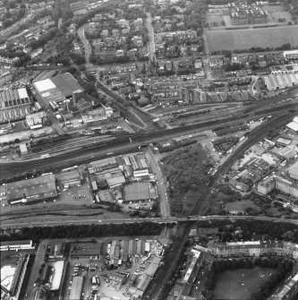 General aerial view of Roseburn, including Roseburn Terrace, Heriot Brewery