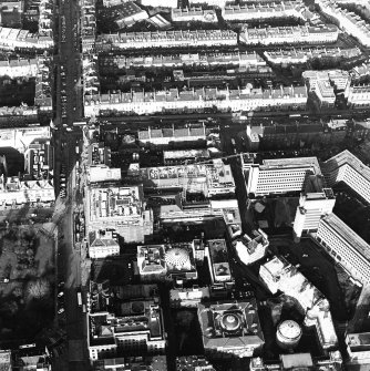 Oblique aerial view centred on the redevelopment of St Andrew Square, taken from the SSE.