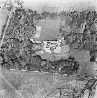 Bavelaw Castle, Fortified House and enclosures; cultivation remains.
Aerial view from South.