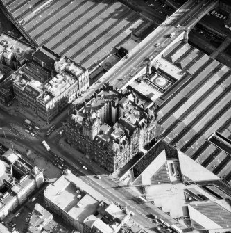Aerial view of North British Hotel and Waverley Station