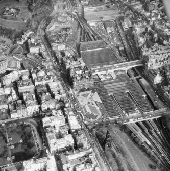 Aerial view of North British Hotel and Waverley Station