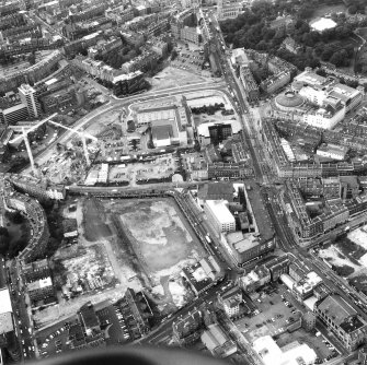 Oblique aerial view from South of Lothian Road, including Usher Hall.