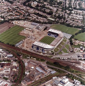 Aerial view of Murrayfield Stadium.