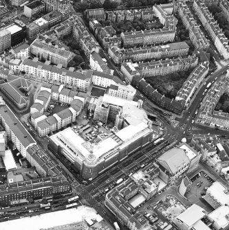 Oblique aerial view centred on Princes Exchange under construction, taken from the W.