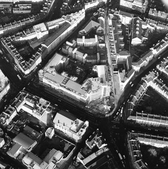 Oblique aerial view centred on the Princes Exchange, taken from the SW.