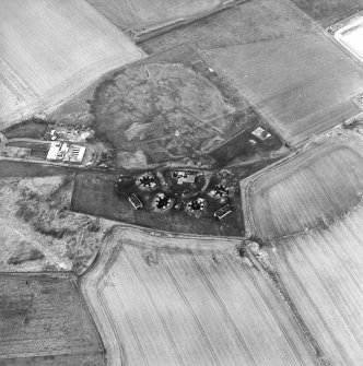 Oblique aerial view centred on the remains of an anti-aircraft battery, taken from the SSE.