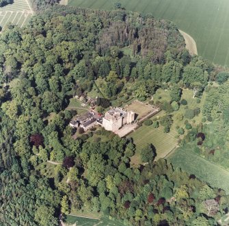 Oblique aerial view of Lennoxlove, garden and sundial, taken from the SW.