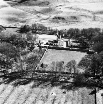 Bavelaw Castle, Fortified House and enclosures; cultivation remains.
Aerial view from North.