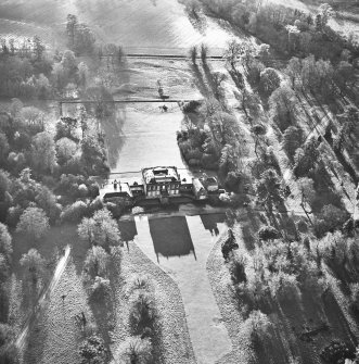 Preston Hall, oblique aerial view, taken from the N, centred on the country house.
