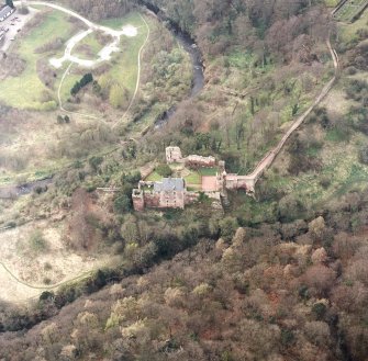 Aerial view of Roslin Castle, taken from the SE.