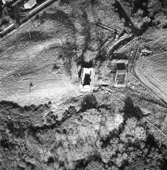 Oblique aerial view of Penicuik, Castle Brae, Uttershill Castle centred on the remains of a  Tower-House, taken from the SW.