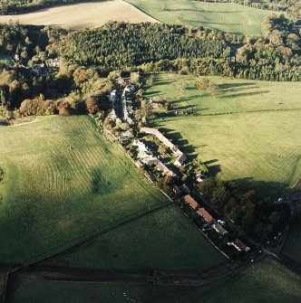 Oblique aerial view of Temple, centred on the village, taken from the SE.