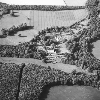 Winston House, oblique aerial view, taken from the SSW, centred on the country house and garden.