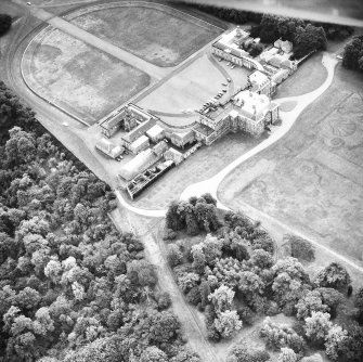 Hopetoun House.
Aerial view from South East showing house and part of the parterre.
