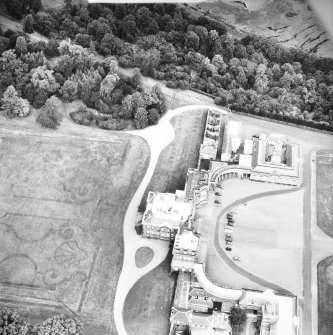 Hopetoun House.
Aerial view from North of house and part of the parterre.