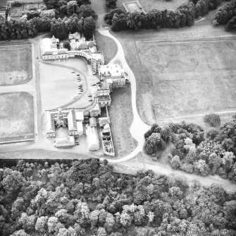 Hopetoun House.
Aerial view from North of house and part of the parterre.
