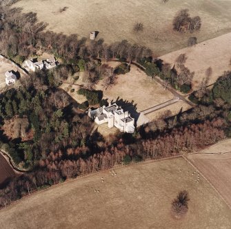 Oblique aerial view taken from the SSW, centred on Wallhouse.