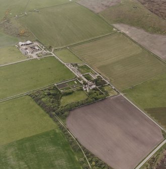 Hoy, oblique aerial view, taken from the ENE, centred on Melsetter House.
