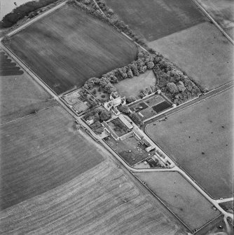 Hoy, oblique aerial view, taken from the WNW, centred on Melsetter House.