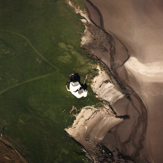 Oblique aerial view of Breachacha Castle, taken from the SW.