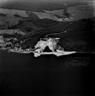 Oblique aerial view centred on the quarry and pier, taken from the SE.