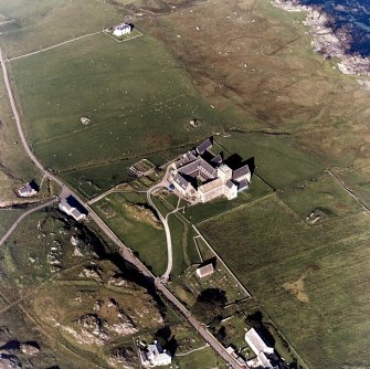 Iona, Iona Abbey, Monastery & Tigh an Easbuig.
Oblique aerial from South.