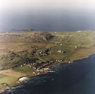 Iona, Iona Abbey, Nunnery & Baile Mor Village.
Oblique aerial view from South-East.