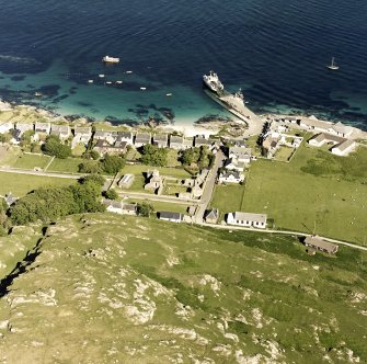 Oblique aerial view of Iona Nunnery, taken from the east, centred on the nunnery.