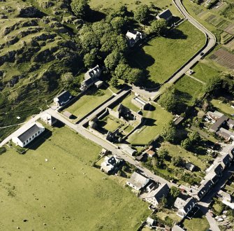 Oblique aerial view of Iona Nunnery, taken from the south east, centred on the nunnery.