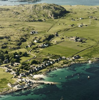 Oblique aerial view of Iona Nunnery, taken from the south east, centred on the nunnery.