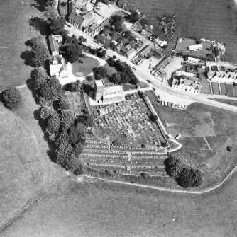 Kilmartin, Kilmartin Church, Churchyard and Village.
Oblique aerial view from South.