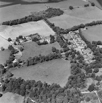 Oblique aerial view centred on Lamington village, taken from the SE.