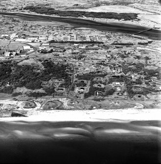 Ardeer, Nobel's Explosives Factory, oblique aerial view, centred on magazines, with double-base propellants  (centre) and detonators beyond.