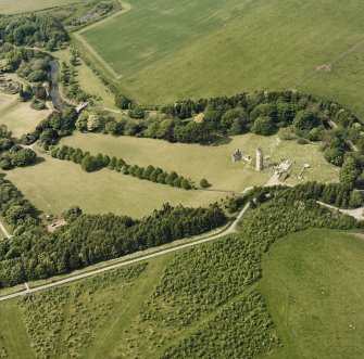 Aerial view of Eglinton Park, including the remains of Eglinton Castle, taken from the SSE.
