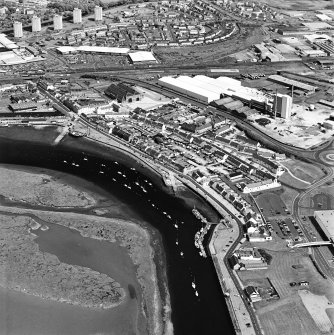Aerial view of Irvine Harbour, the Scottish Maritime Museum, the sawmill and Portland Road glass works, taken from the WSW.