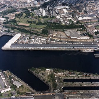 Oblique aerial view of Govan Graving Docks.