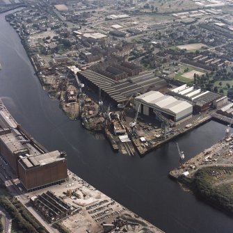 Govan, oblique aerial view of Kvaerner Govan Yard.