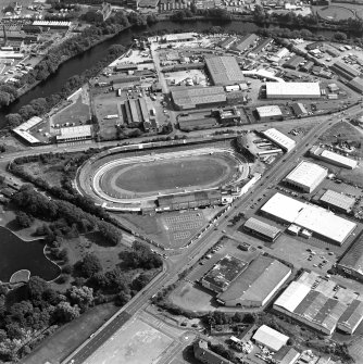 Glasgow, oblique aerial view, taken from the W, centred on Shawfield Stadium.