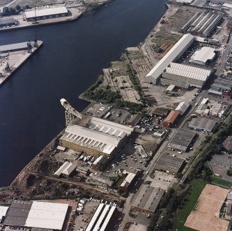 Oblique aerial view of Yarrows shipbuilding yard.