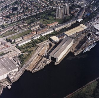 Oblique aerial view of Yarrows shipbuilding yard.