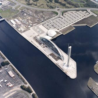 Oblique aerial view centred on the science centre and tower, taken from the NNW.