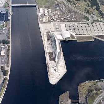 Oblique aerial view centred on the science centre and tower, taken from the NW.