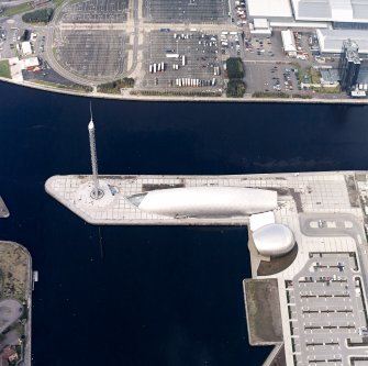 Oblique aerial view centred on the science centre and tower, taken from the SSW.