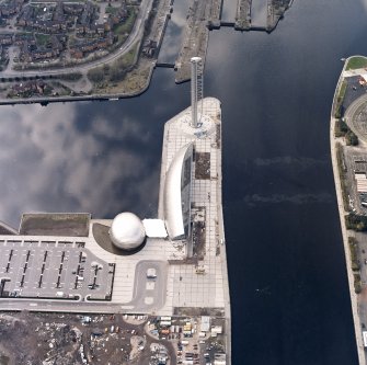 Oblique aerial view centred on the science centre and tower, taken from the ESE.