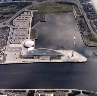 Oblique aerial view centred on the science centre and tower, taken from the NE.